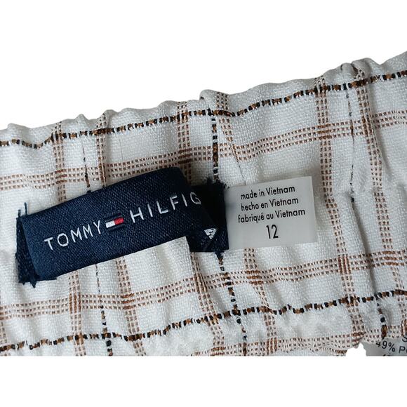 New Tommy Hilfiger Women’s Plaid Ankle Pants Size 12 Beige Check Stretch - Picture 11 of 14